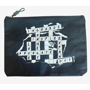 DVF X  Sequence black  canvas laptop tablet travel pouch l crossword design